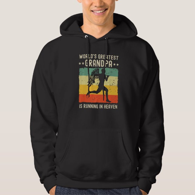 World Greatest Grandpa Running in Heaven Family Me Hoodie (Front)