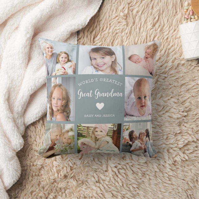World Greatest Great Grandma Modern Photo Collage  Cushion (Blanket)