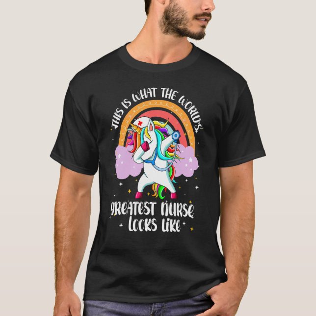 World Greatest Nurse  Rn Nursing Unicorn Rainbow T-Shirt (Front)