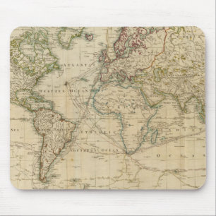 World Hand Coloured map Mouse Pad