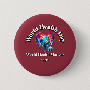 World Health Matters. World Health Day. 6 Cm Round Badge