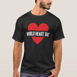 World Heart Day Red Cute Heart Distressed Save the T-Shirt
