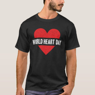 World Heart Day Red Cute Heart Distressed Save the T-Shirt