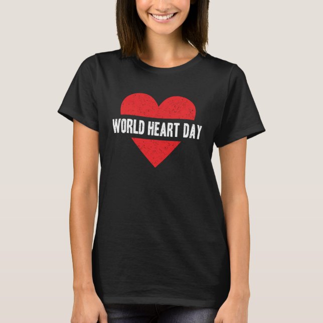 World Heart Day Red Cute Heart Distressed Save the T-Shirt (Front)