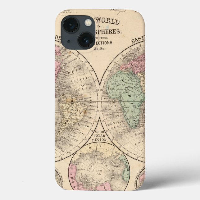 World hemispheres  Map by Mitchell Case-Mate iPhone Case (Back)