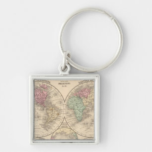 World hemispheres Map by Mitchell Key Ring