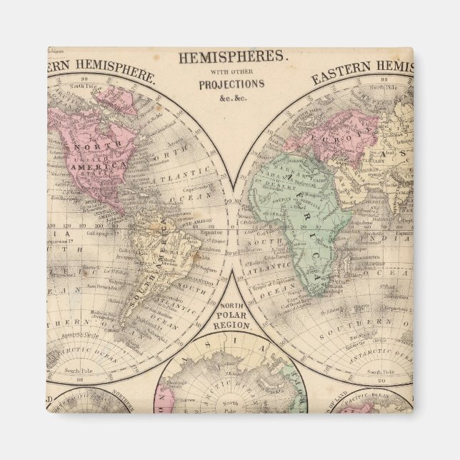 World hemispheres  Map by Mitchell Magnet (Front)