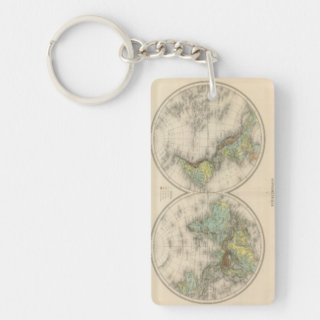 World hypsometric maps key ring (Front)