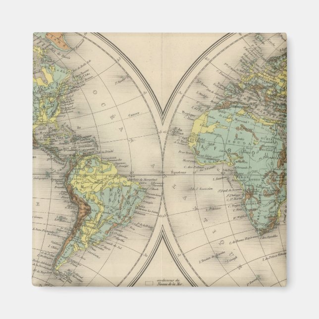 World hypsometric maps magnet (Front)