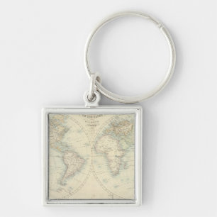 World in Hemispheres Key Ring