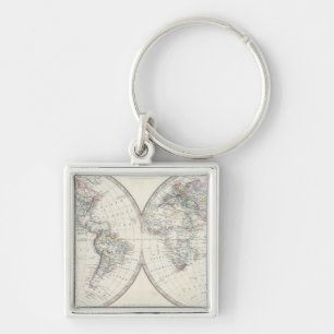 World in hemispheres key ring