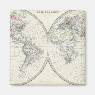 World in hemispheres magnet