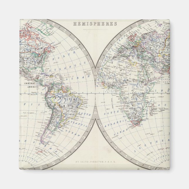 World in hemispheres magnet (Front)