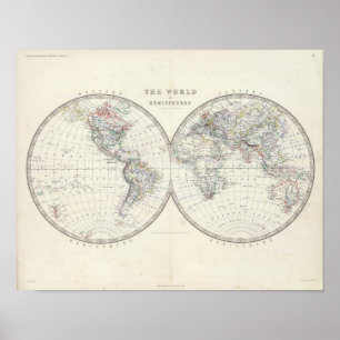 World in hemispheres poster