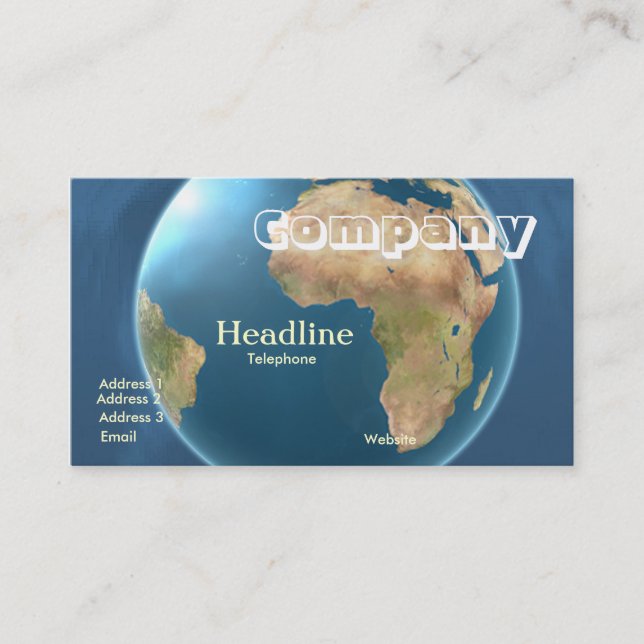 World International Globe Business Card /2012 Cldr (Front)