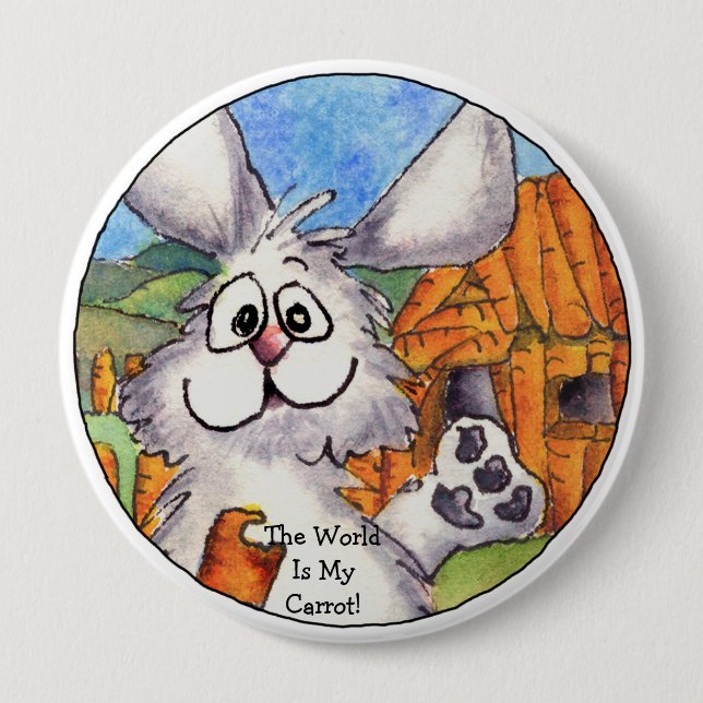 World Is My Carrot Round Lapel Pin (Front)