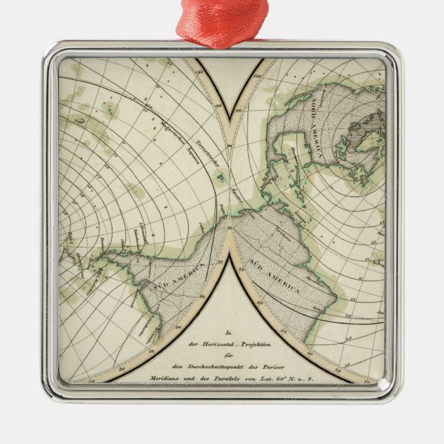 World isodynamic lines metal ornament (Front)