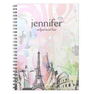 World landmarks abstract illustration notebook
