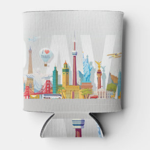 World Landmarks, Travel Concept Design. Can Cooler