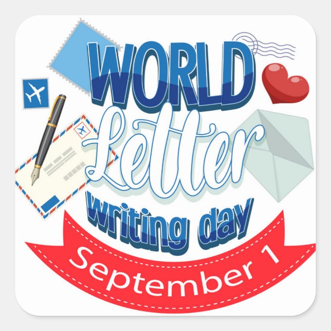 World Letter Day Square Sticker (Front)