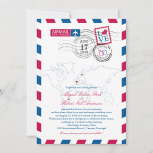 World Locations Airmail   Wedding Invitation