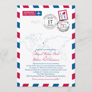 World Locations Airmail   Wedding Invitation