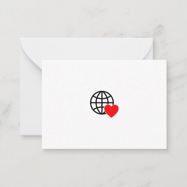 World Love Globe Icon | Heart Earth Summer Design Card (Front)