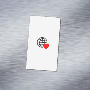 World Love Globe Icon   Heart Earth Summer Design Magnetic Business Card