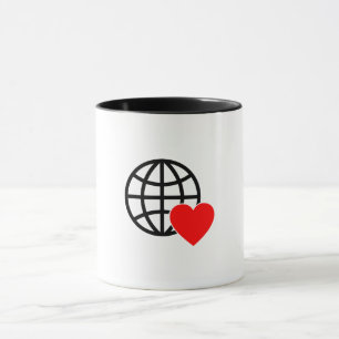 World Love Globe Icon   Heart Earth Summer Design Mug