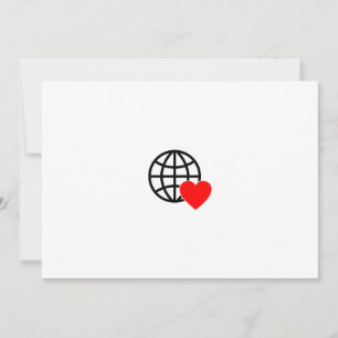 World Love Globe Icon   Heart Earth Summer Design Thank You Card