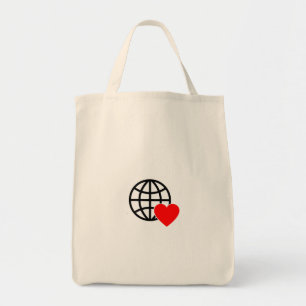 World Love Globe Icon   Heart Earth Summer Design Tote Bag