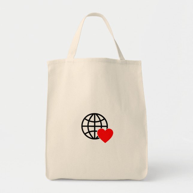 World Love Globe Icon | Heart Earth Summer Design Tote Bag (Front)