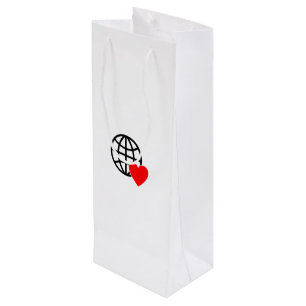 World Love Globe Icon   Heart Earth Summer Design Wine Gift Bag