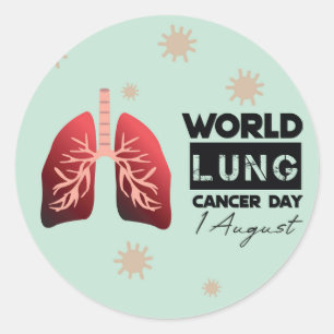 World Lung Cancer Day 1 august Classic Round Sticker