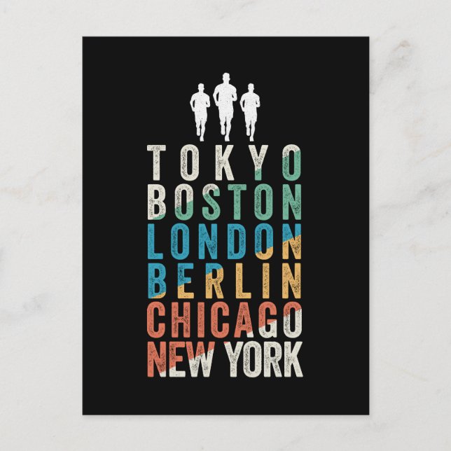 World Major Marathon Cities Holiday Postcard (Front)