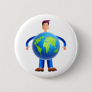World Man 6 Cm Round Badge