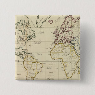 World map 15 cm square badge