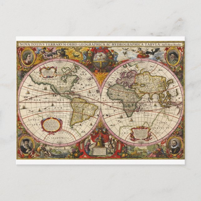 World Map 1630 Postcard (Front)