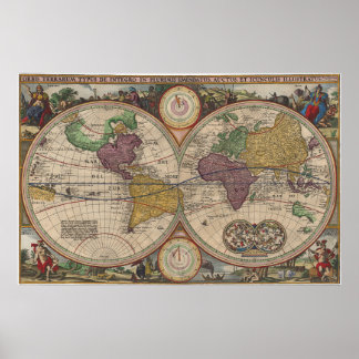World Map 1657 Poster