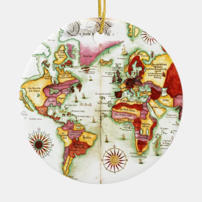 World Map 1675 Ceramic Ornament (Front)