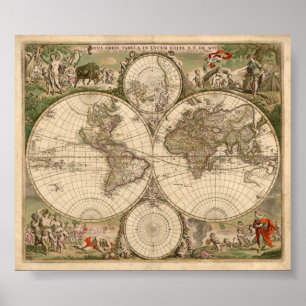 World Map 1689 Poster