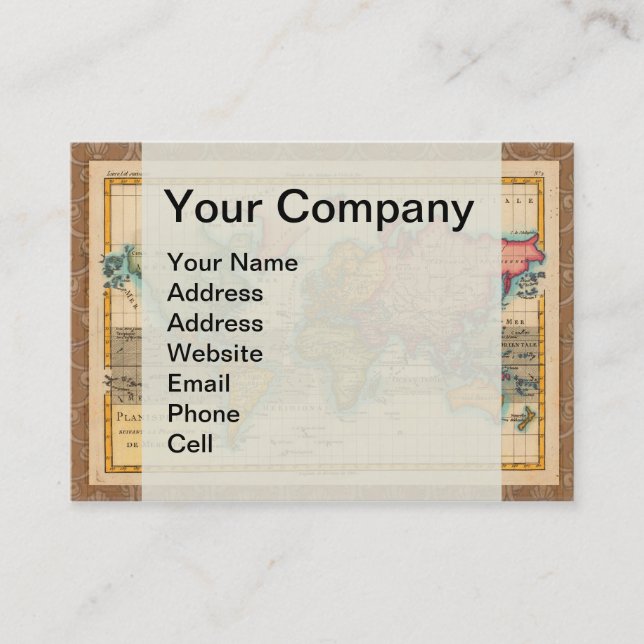 World Map 1700s Antique Continents  Business Card (Front)