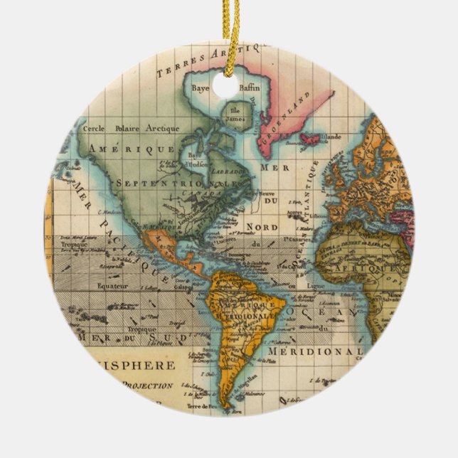 World Map 1700s Antique Continents  Ceramic Ornament (Front)