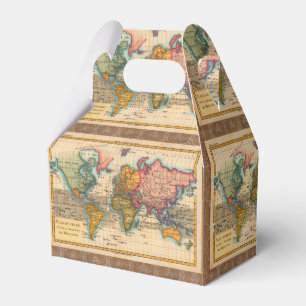World Map 1700s Antique Continents  Favour Box