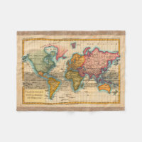 World Map 1700s Antique Continents 
