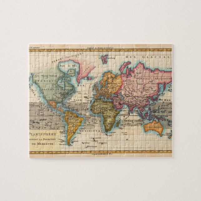World Map 1700s Antique Continents  Jigsaw Puzzle (Horizontal)