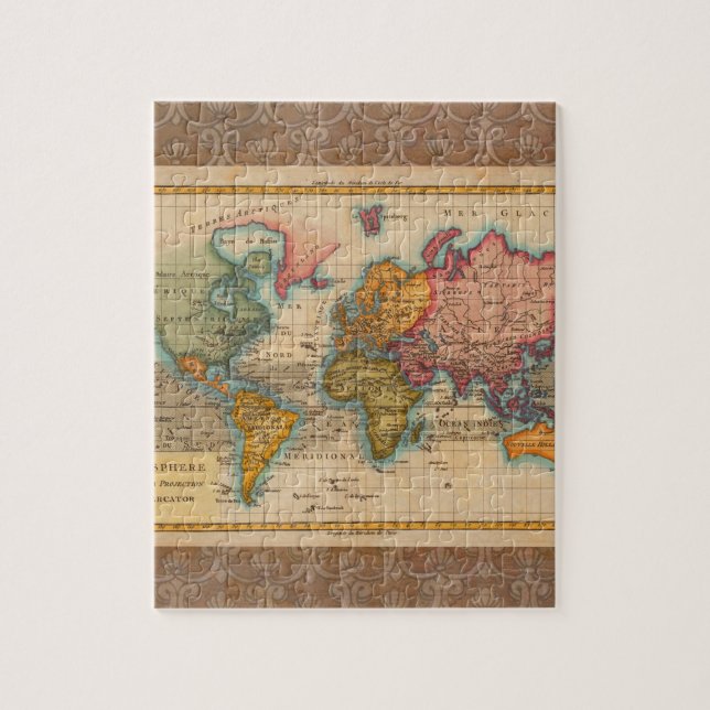 World Map 1700s Antique Continents  Jigsaw Puzzle (Vertical)