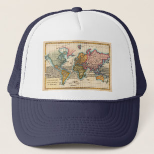 World Map 1700s Antique  Trucker Hat