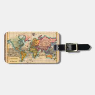 World Map 1780 Bonne Antique Planisphere  Luggage Tag