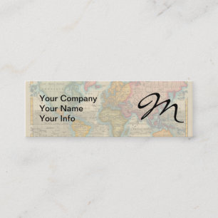 World Map 1780 Bonne Antique Planisphere  Mini Business Card